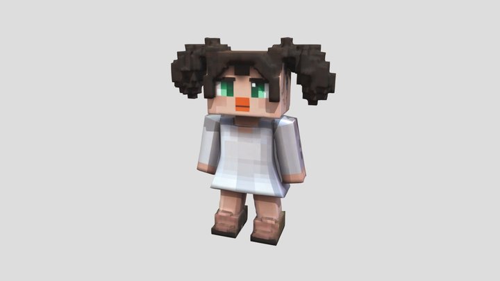 Cute Minecraft Style Baby Girl 3D Model