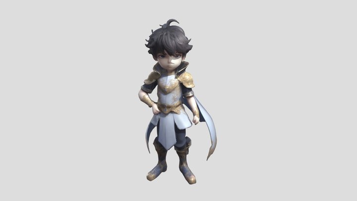 Warrior SD character fantasy - anime  style 3D Model