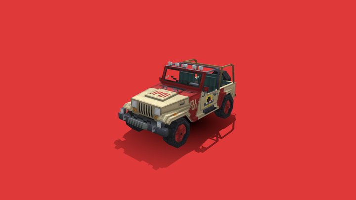 JURASSIC PARK JEEP WRANGLER [LOW-POLY] 3D Model