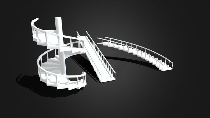Stairs (spiral, curved, etc)-Architecture Set 2 3D Model
