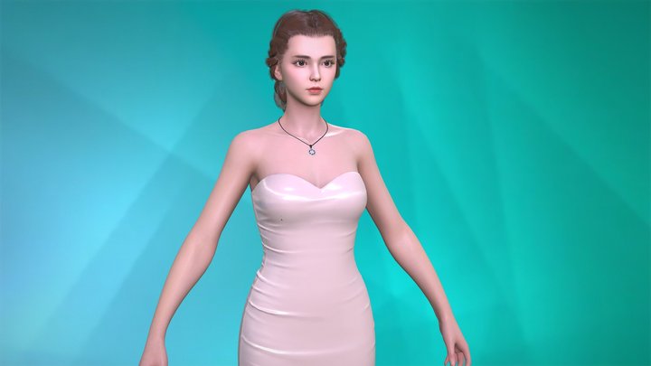 woman in a formal skirt dress game assets 3D Model