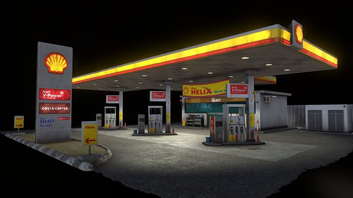 Shell Fuel Station 3D Model