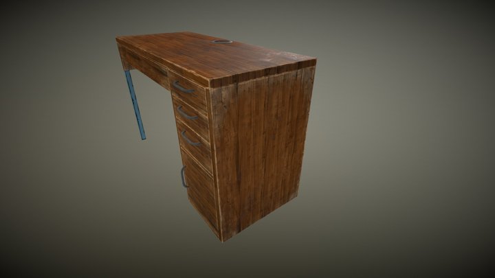 Offece Desk Wooden 3D Model