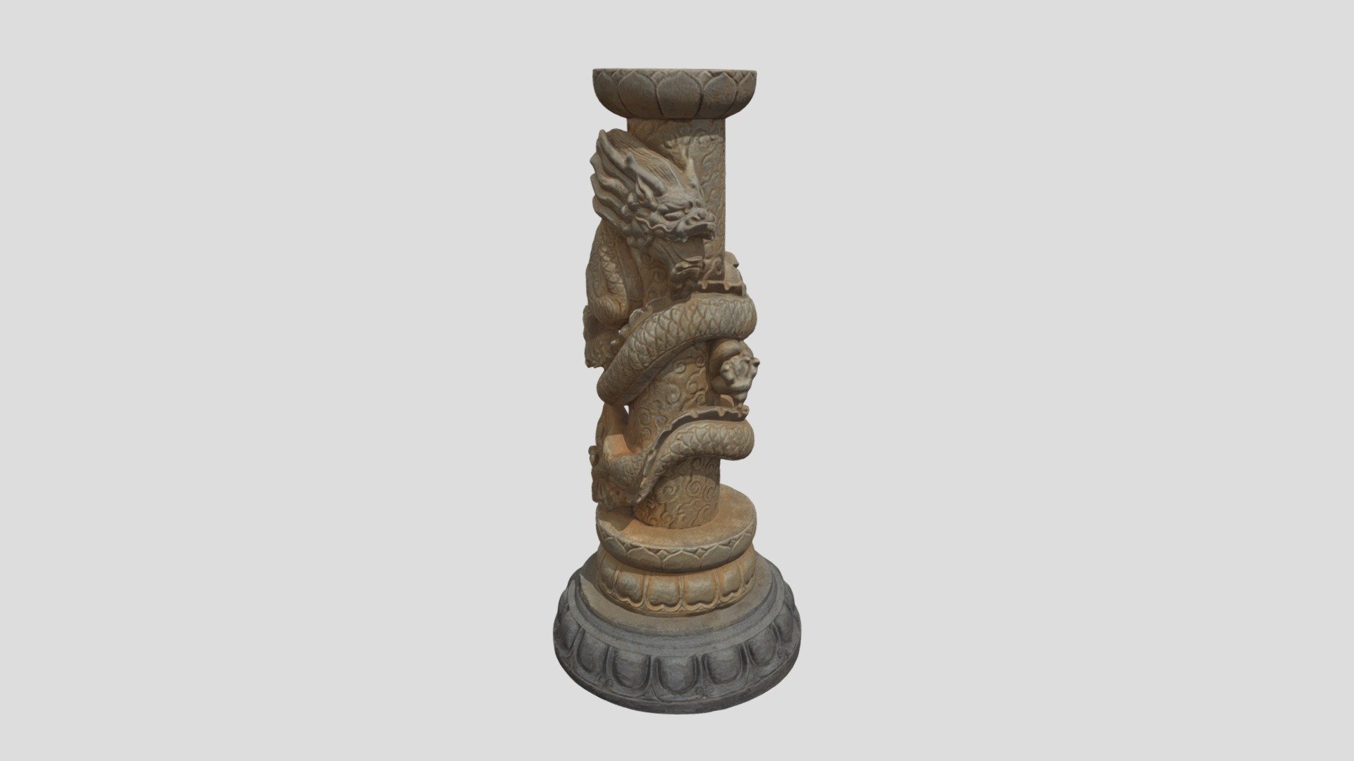 Ancient Stone Curved Dragon Pillar Buy Royalty Free 3D model by Now