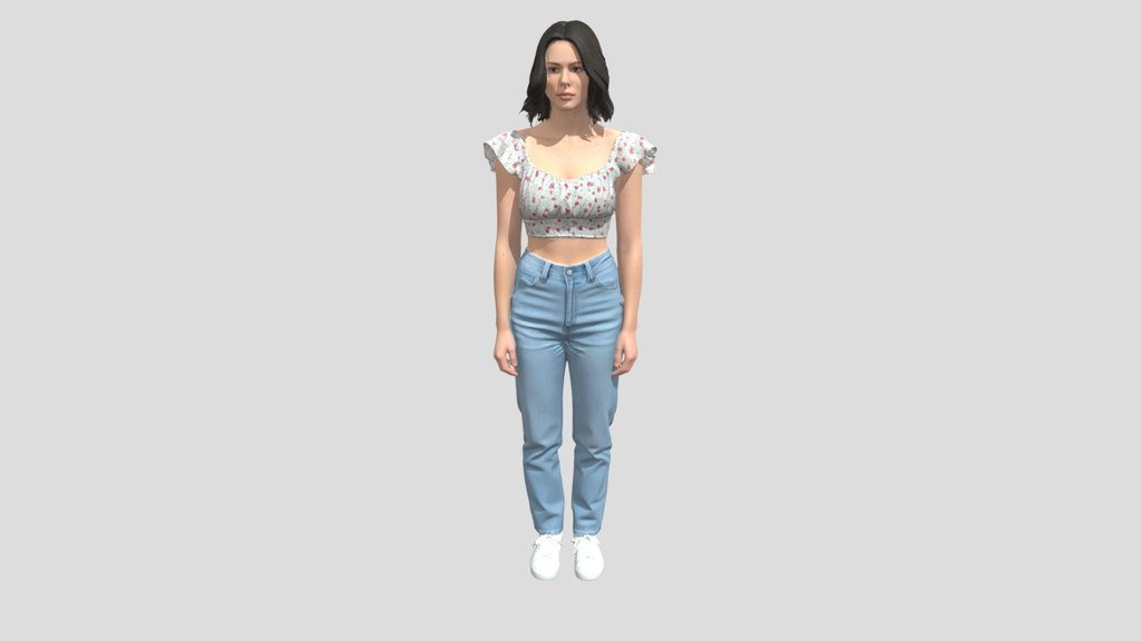 Floral Crop Top and High-Waisted Jeans