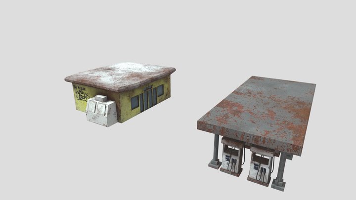 Apocalyptic Gas Station 3D Model