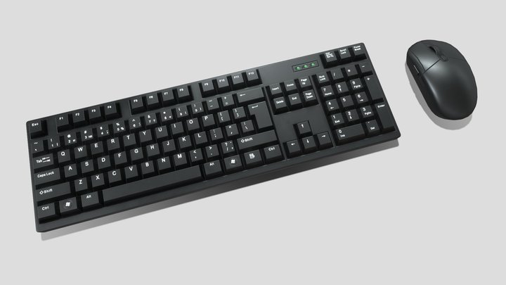 Computer Mouse And Keyboard 3D Model