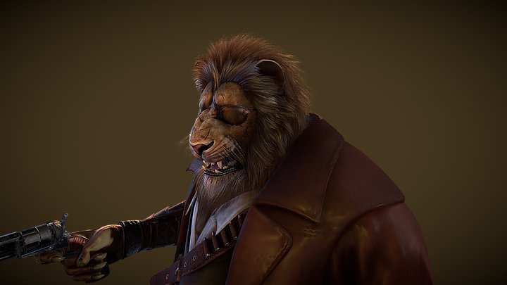 Lion Gun Slinger 3D Model