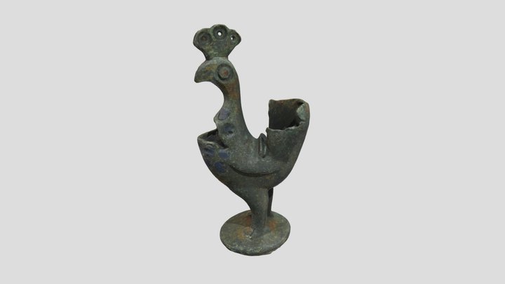 Pávaalakú bronzmécses / Peacock-shaped oil lamp 3D Model