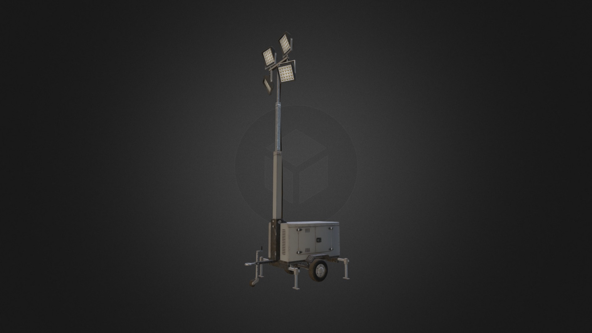 3D model Mobile Lighting Tower - This is a 3D model of the Mobile Lighting Tower. The 3D model is about a satellite in space.