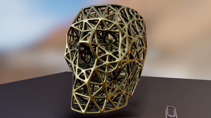 Meshagon Skull Bronze-Gold-Steel. View2. 3D Model