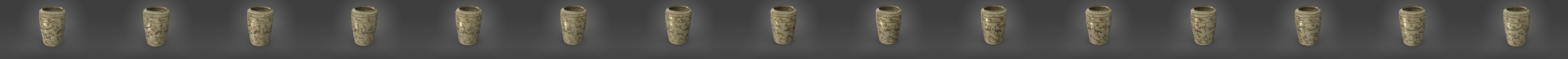 Jar with decoration of boat and peacocks 3D Model
