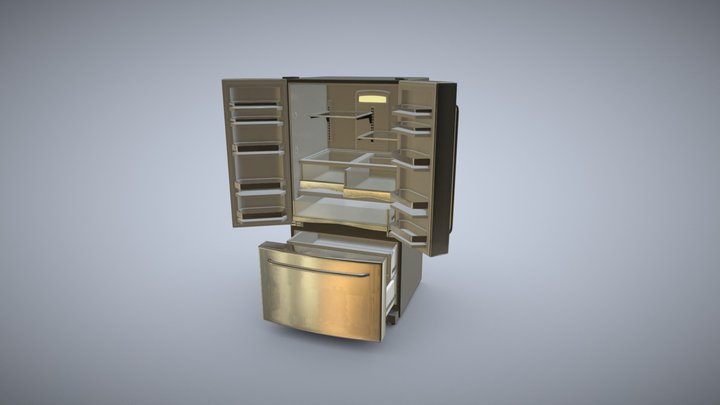 French Door Fridge 3D Model