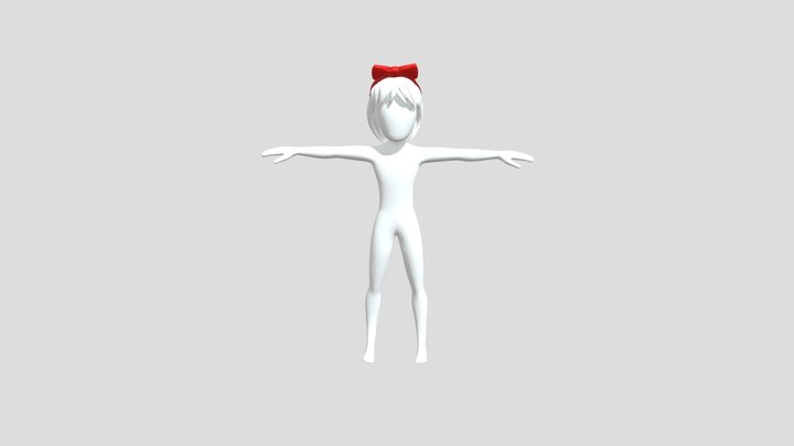 Red Bow Hair 3D Model