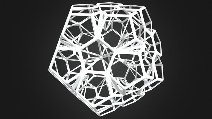 Wireframe Shape Penta Flake Dodecahedron 3D Model