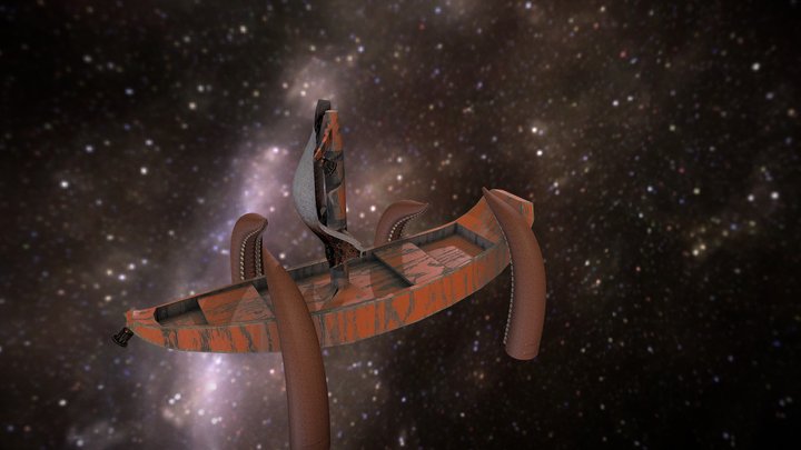 Ship with tentacle 3D Model