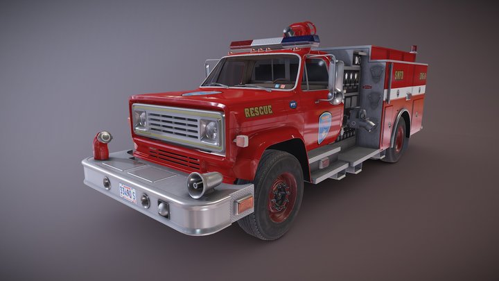 Vintage fire truck 3D Model