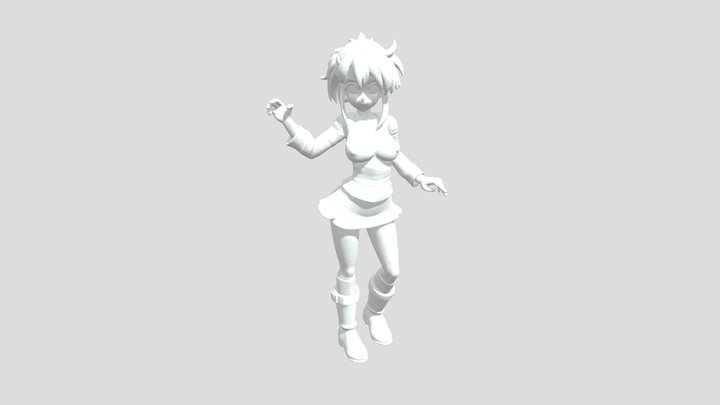 Anime Girl with Striped Sweater 3D Model