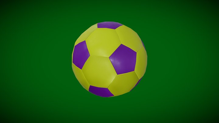 Yellow and Purple Soccer Ball (used) 3D Model