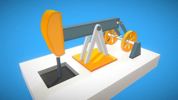 Low Poly Oil Pump Animated 3D Model