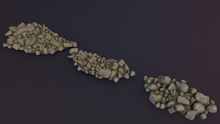 Rubble Walls Moss 3D Model