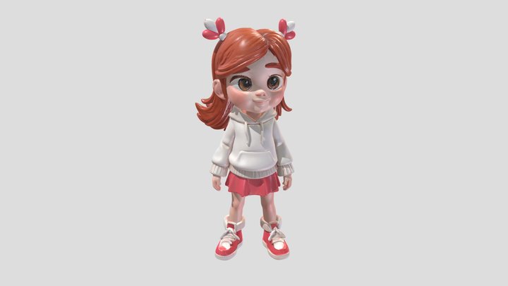 Rosie Rigged Cartoon Girl Character 3D Model