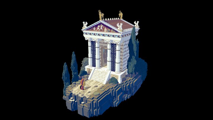 Greek Temple voxelart 3D Model