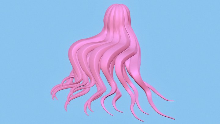 Long Wavy Hair - Perfect Hair topology 3D Model