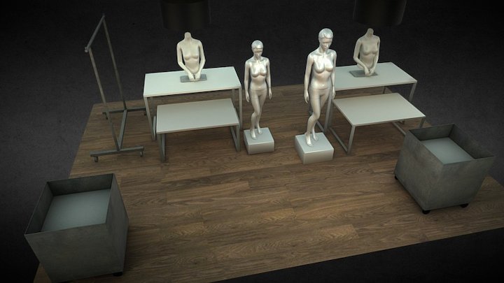 Window mannequins & Interior 3D Model