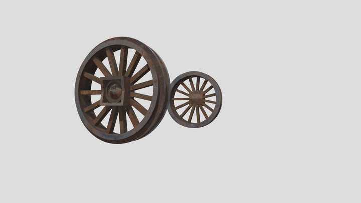 Back wheels for rusty train 3D Model