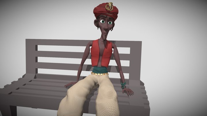 Snake's Tamer (Sitting animation) 3D Model