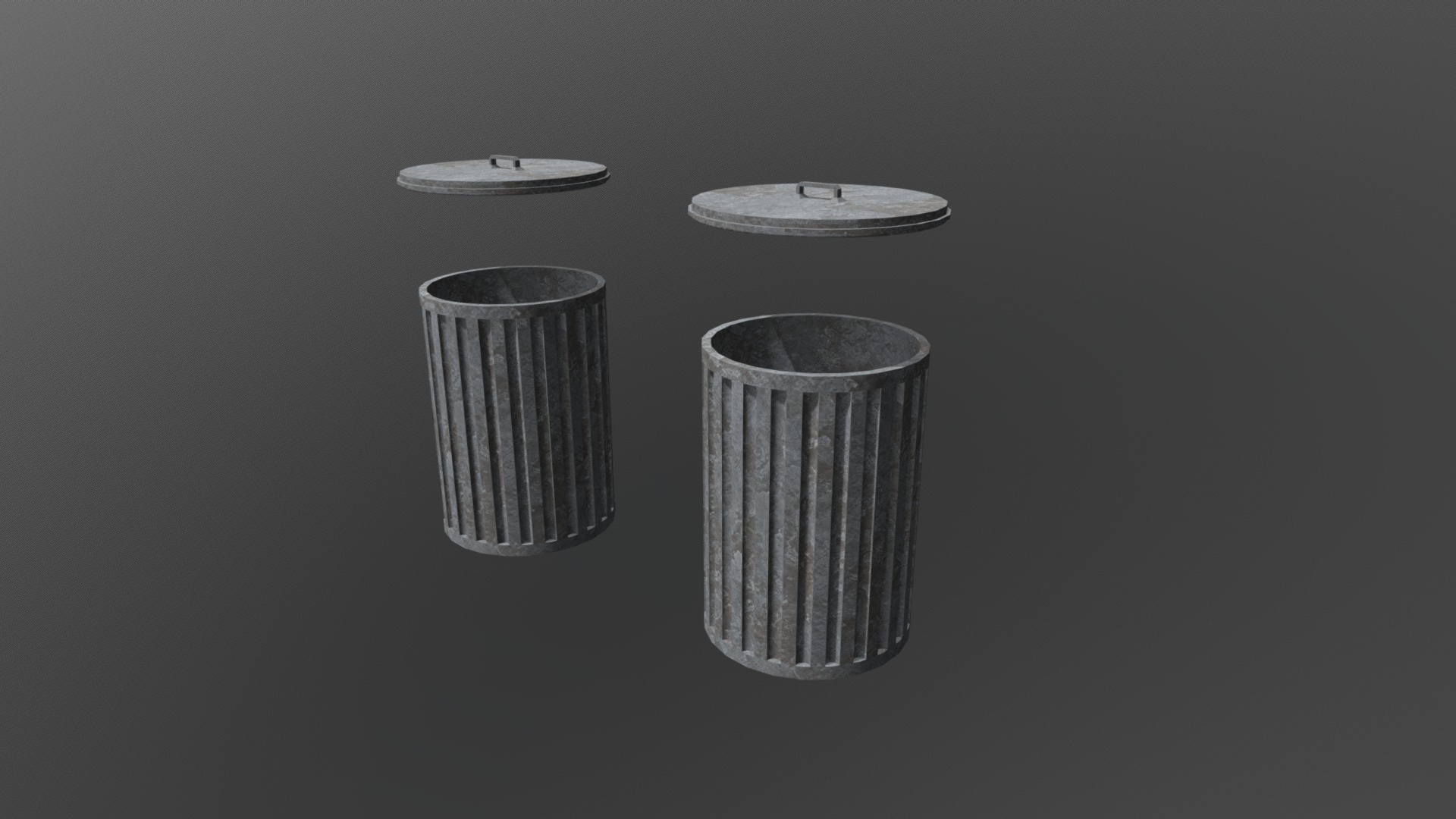 3D model Trashcan - This is a 3D model of the Trashcan. The 3D model is about a silver can with a silver lid.