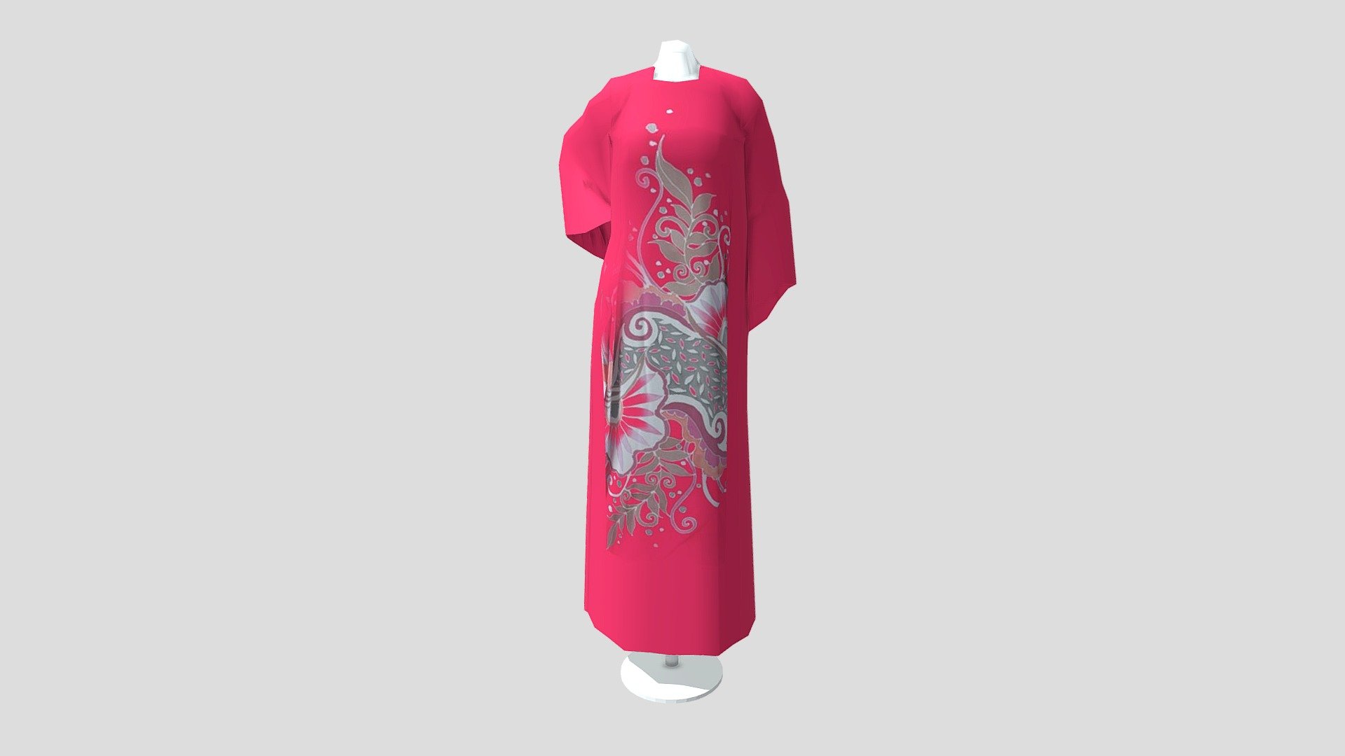 Jubah Kaftan Bertali Pink
