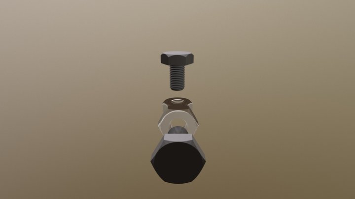 Nut And Bolt Without Animation 3D Model