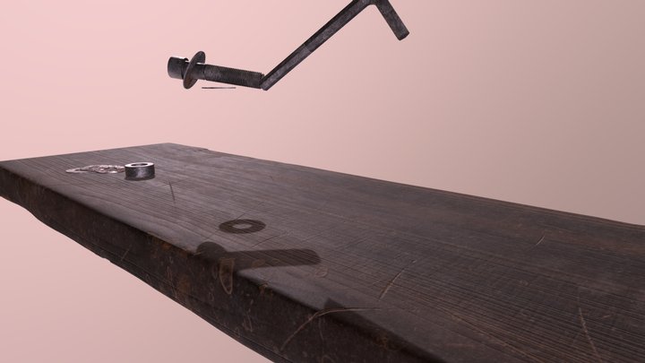 Shelf and Metal Objects 3D Model