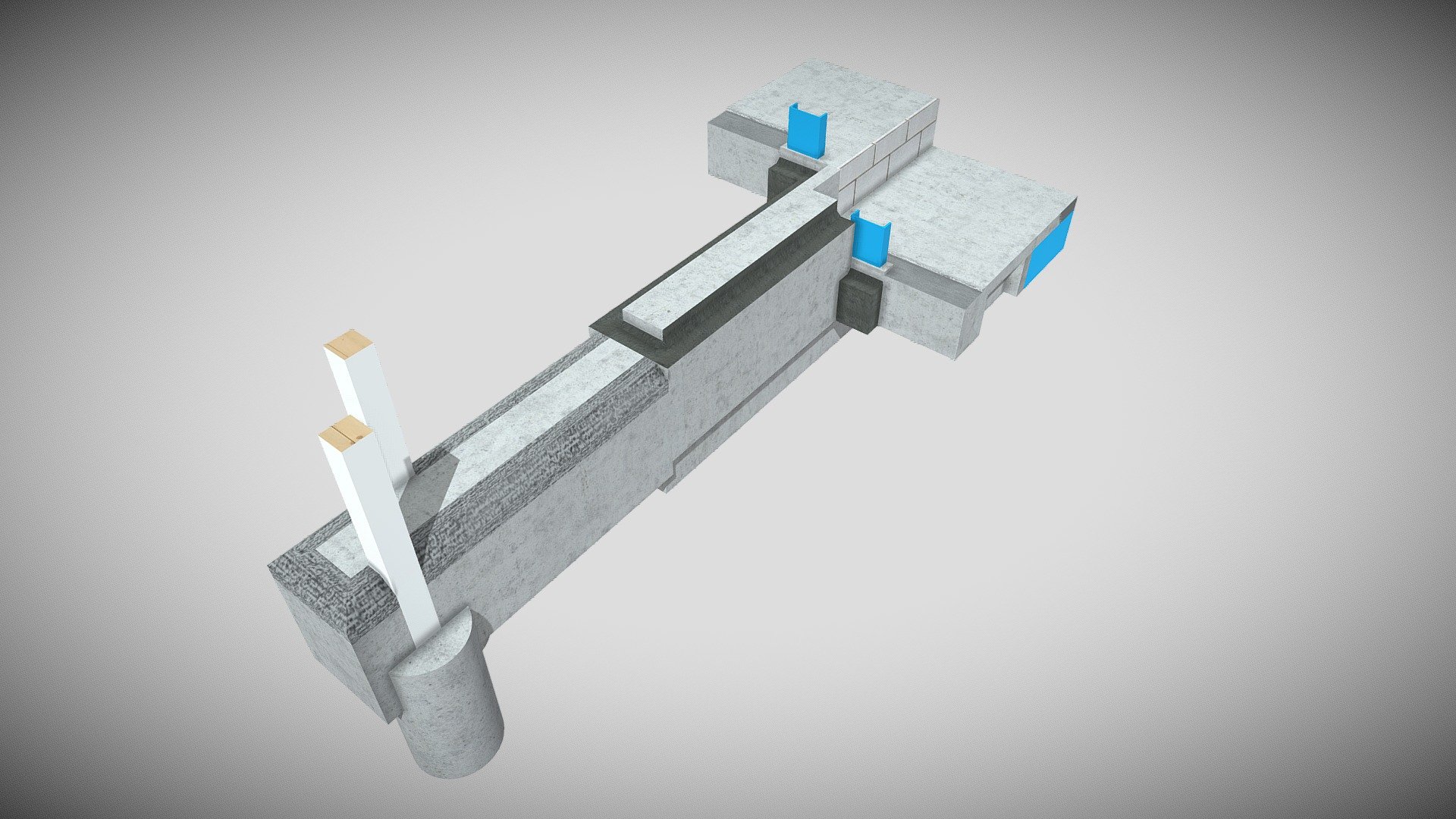 Wingwall Footing: Foundations - 3D model by metanoicltd.com [2bab08b ...