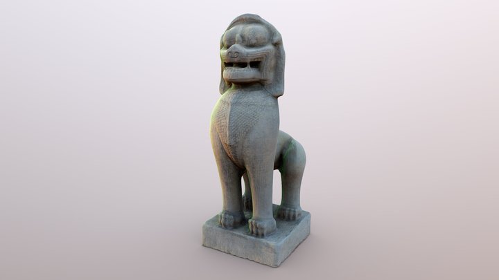 Ancient "Singha" Stone Statue 3D Model