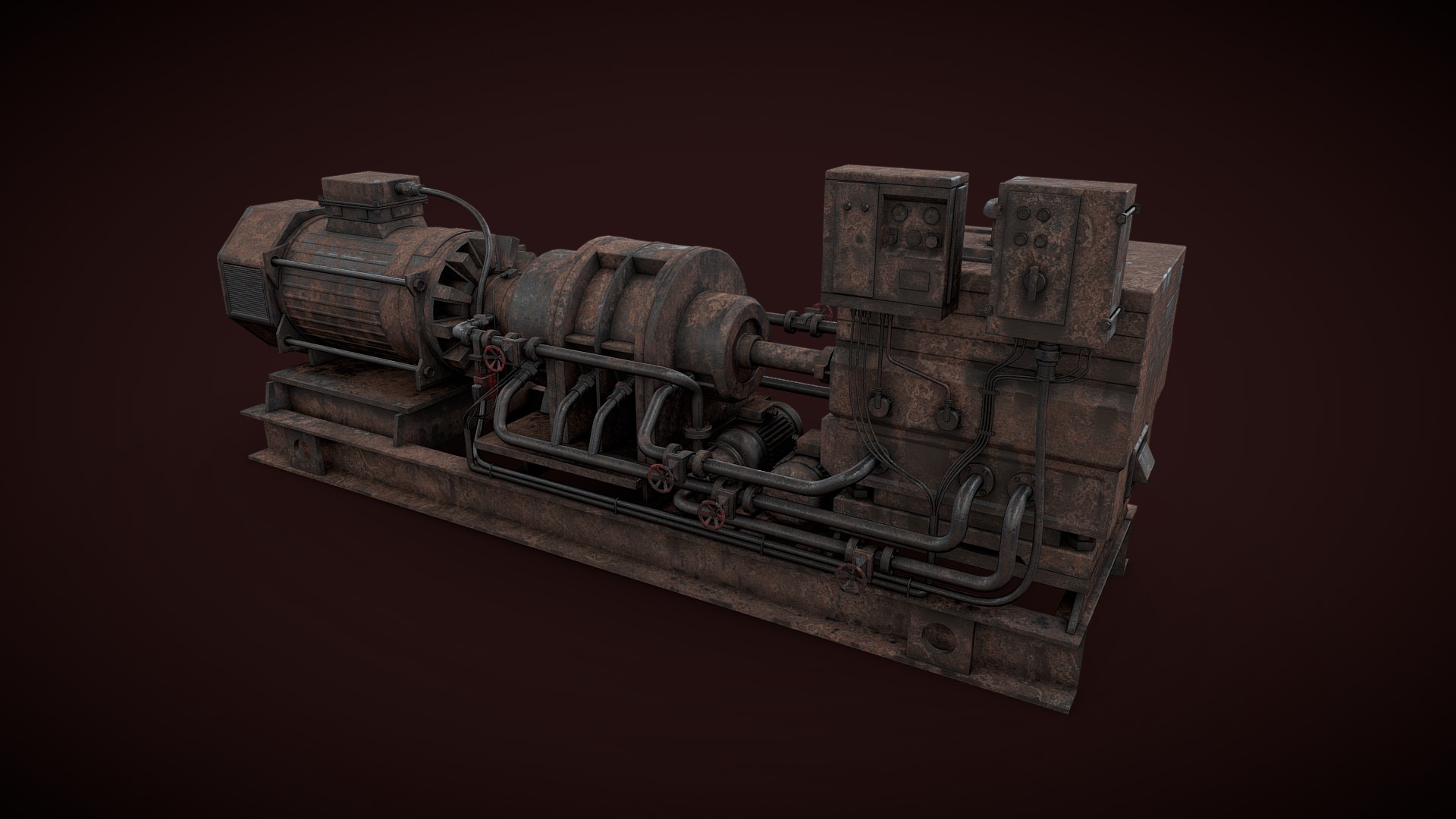 3D model Rusted machinery device - This is a 3D model of the Rusted machinery device. The 3D model is about a metal piece of machinery.