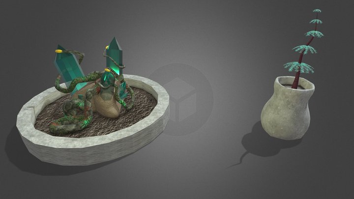 Alien Plants in planters 3D Model