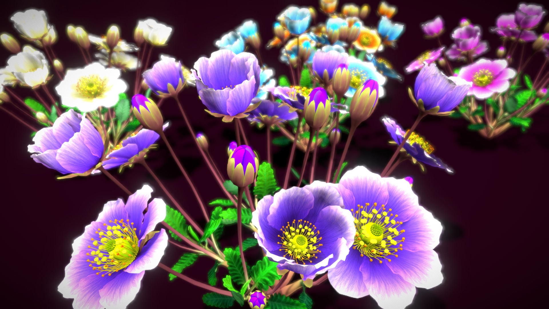 3D model Flower Dryas Iceland - This is a 3D model of the Flower Dryas Iceland. The 3D model is about a group of flowers.
