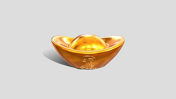 Gold Ingot 3d Model 發財金元寶3d模型 3D Model