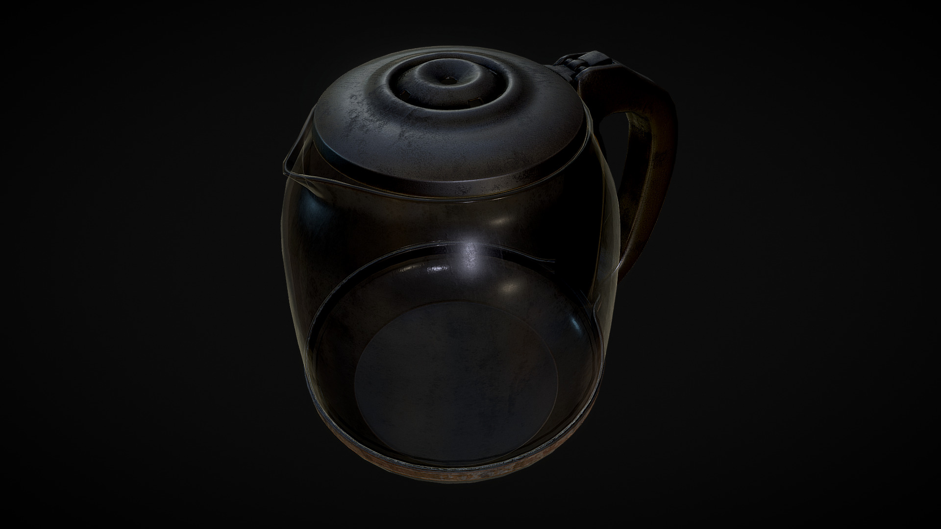 3D model Coffee old dirty version - This is a 3D model of the Coffee old dirty version. The 3D model is about a black teapot with a handle.
