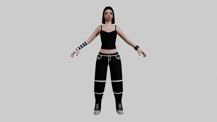 Girl game character - Retro style 3D Model