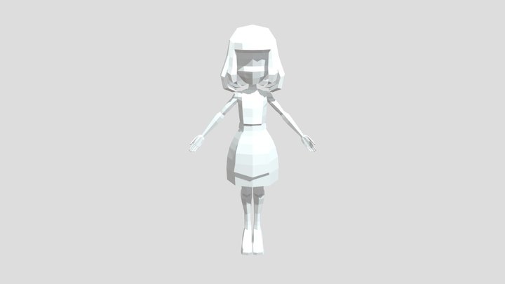 low poly dressed girl 3D Model