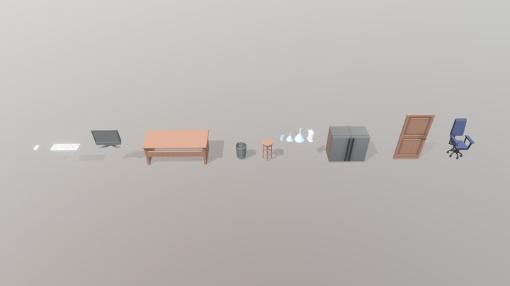 Low Poly Laboratory Assets 3D Model