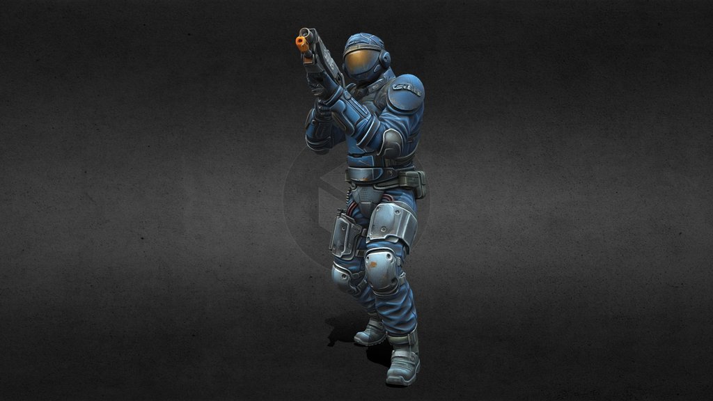 Cyberpunk military police figurine