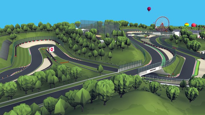 Cartoon Race Track Suzuka 3D Model