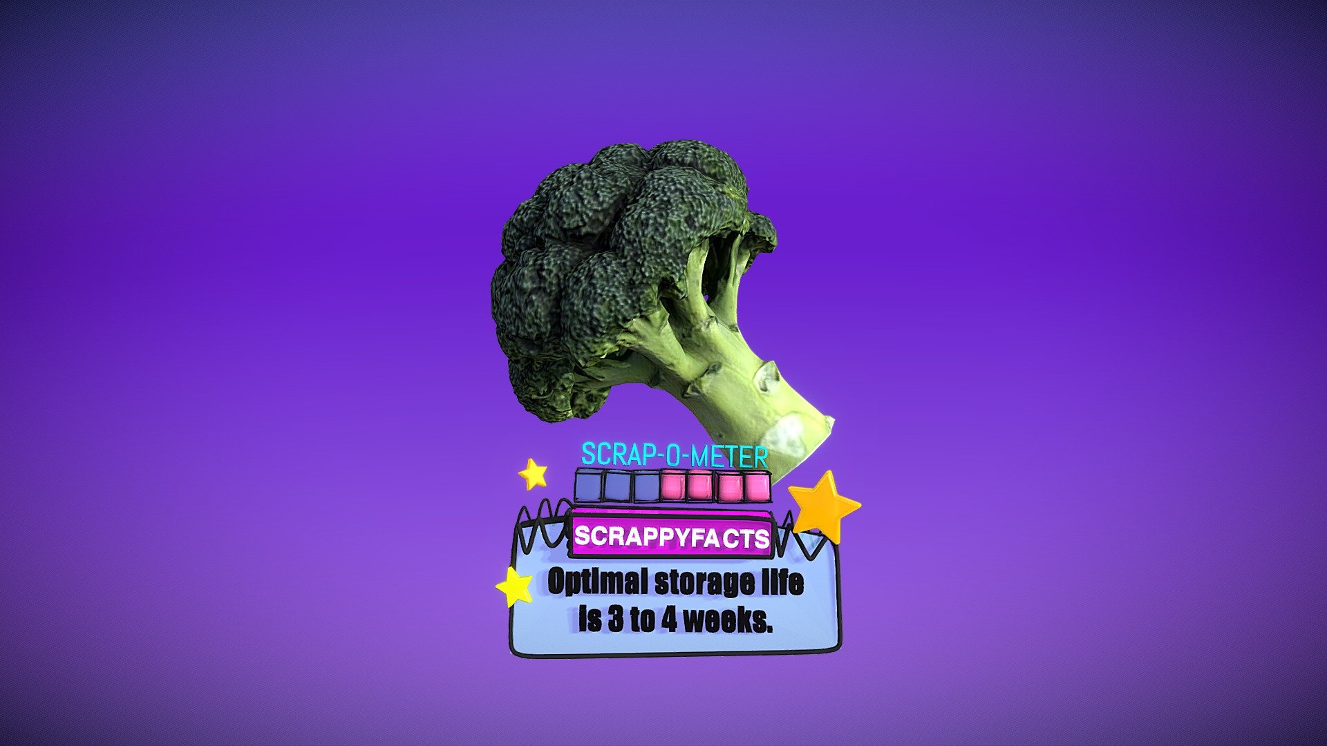 SCRAPPYFACT #20232002 "I'M CHOPPIN' BROCCOLI" — Sketchfab embed 3D viewer