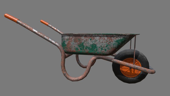 Rusty Wheelbarrow 3D Model
