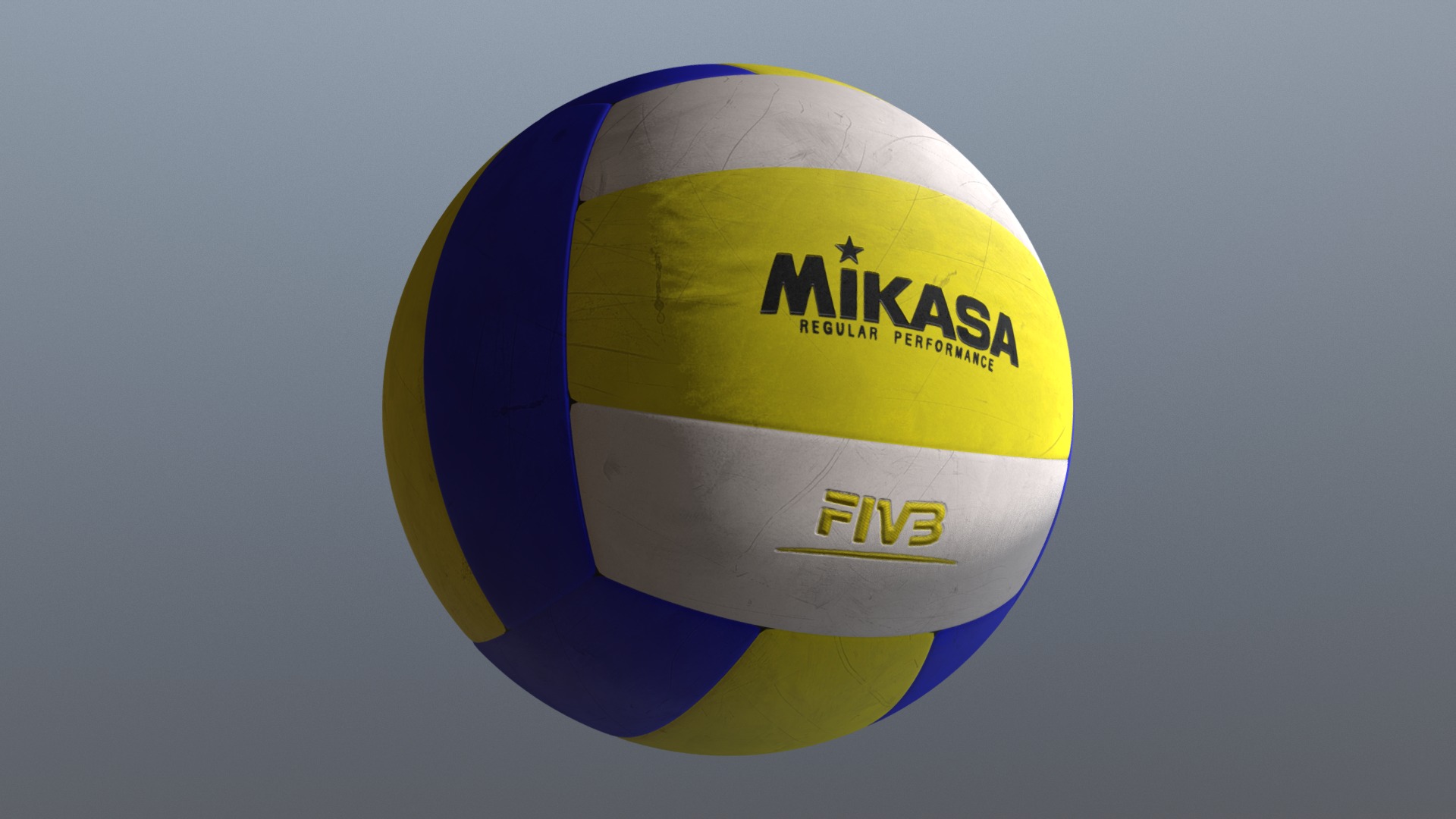 3D model Professional Volleyball - This is a 3D model of the Professional Volleyball. The 3D model is about a yellow and blue circle with a white circle in the middle.